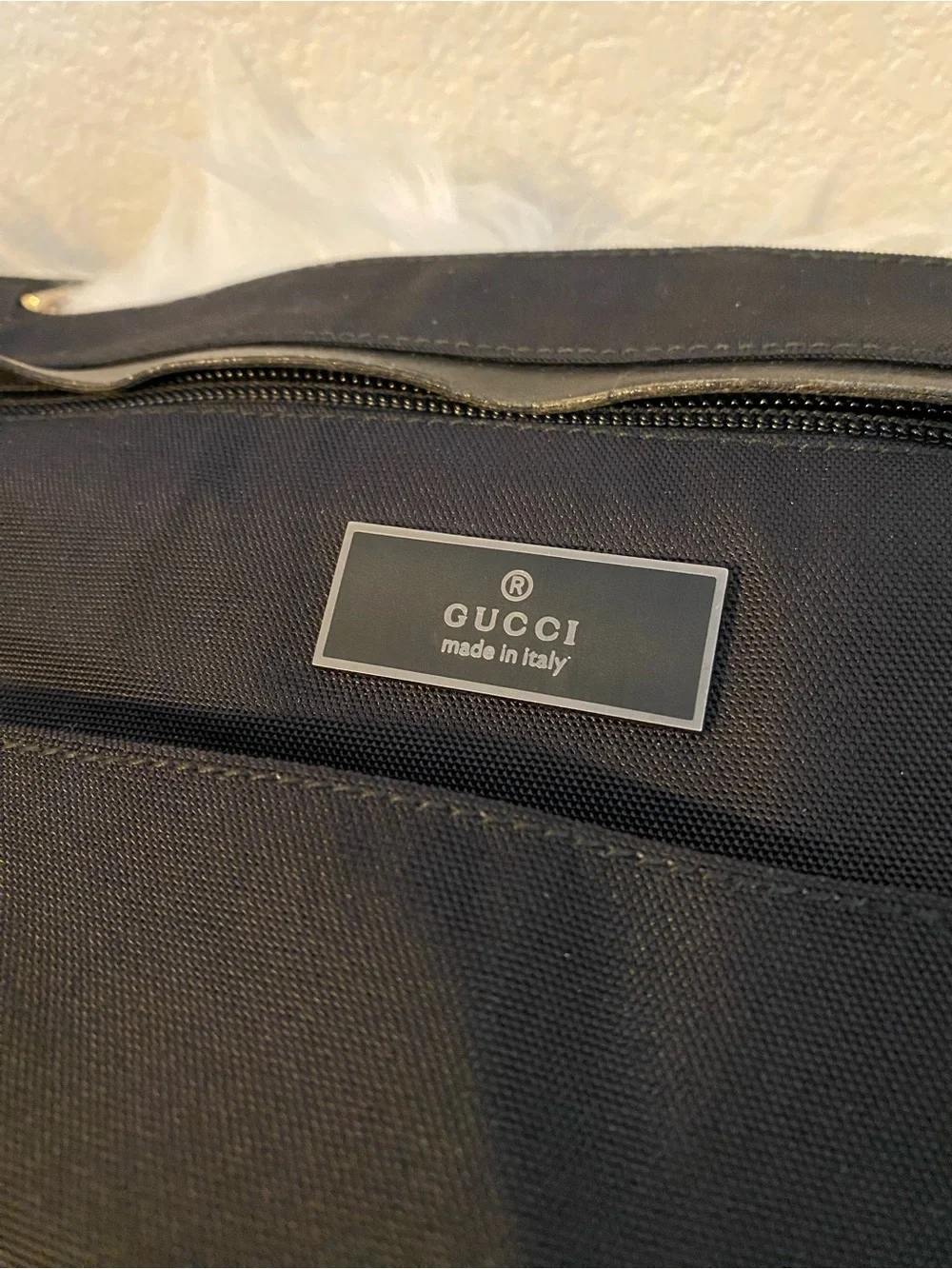Gucci Black Nylon Messenger Bag with Leather Trim UNISEX